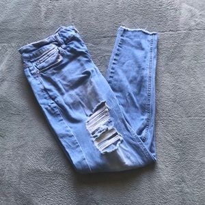 ripped straight leg jeans